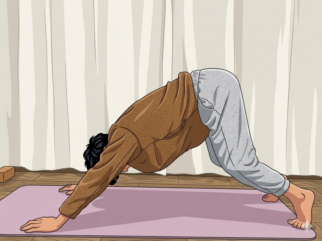 ダウンドッグを試みる人