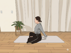 胸開きストレッチをする女性