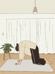 キャット&カウをする女性