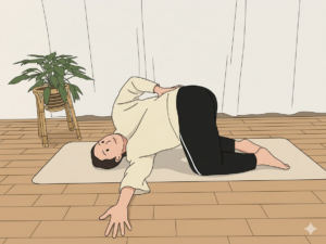 針の糸通しのポーズをする女性