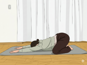 チャイルドポーズをする女性