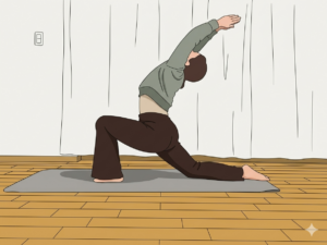 アンジャヤネアーサナを行う女性