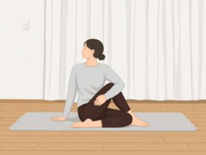 アルダマッチェンドラアーサナをする女性