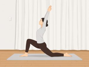 三日月のポーズをする女性